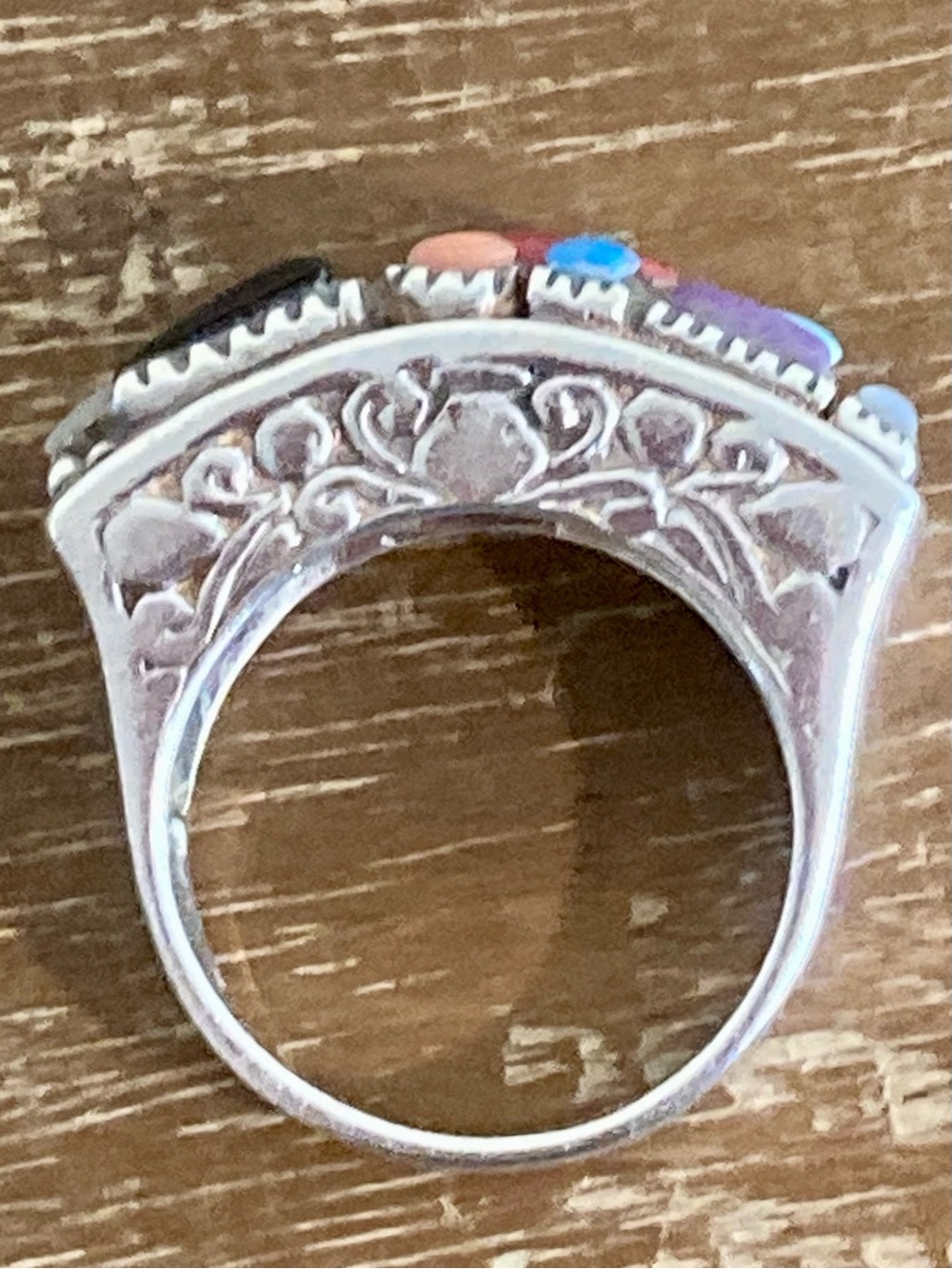 Sterling Silver Chunky Statement Ring Multicolor Size 6.75 Colorful - Picture 8 of 15